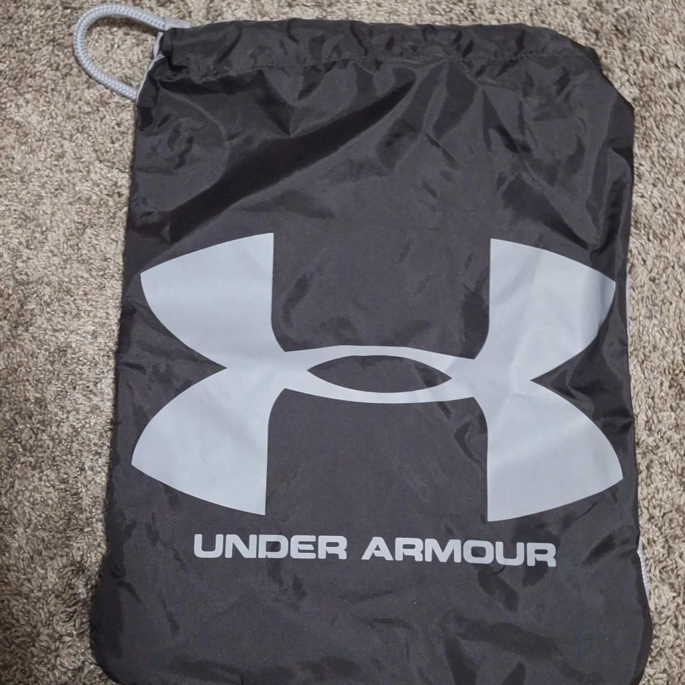 Under Armour Gray Black Nylon Canvas Drawstring Backpack